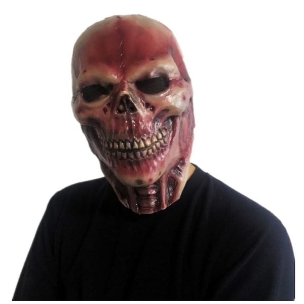 Döskalle Mask Latex Head Cover Scarlet Skull Warrior Ghost Skull Haunted House Secret Room Scenrekvisita red