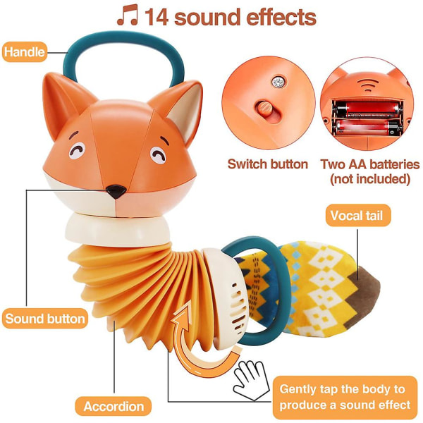 Pedagogisk Toy Fox Dragspel Elektriska musikaliska leksaker lutande