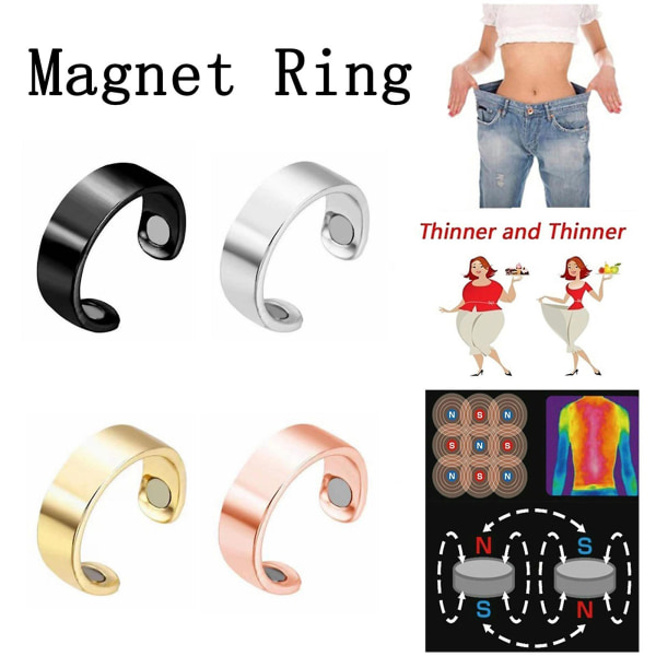 Personality Ring Magnet Hälso Ring Magnetisk sugring Creative Jewelry Open Ring Rose gold