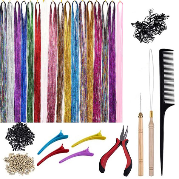 Peruk hårtråd 94cm 12 färger glänsande tråd hårförlängning Strand Kit Cosplay Party