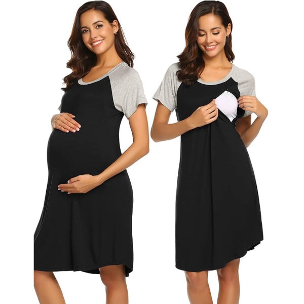 Mammapyjamas 3 i 1 förlossning/födelse/sköterskepyjamas kvinnor Black L