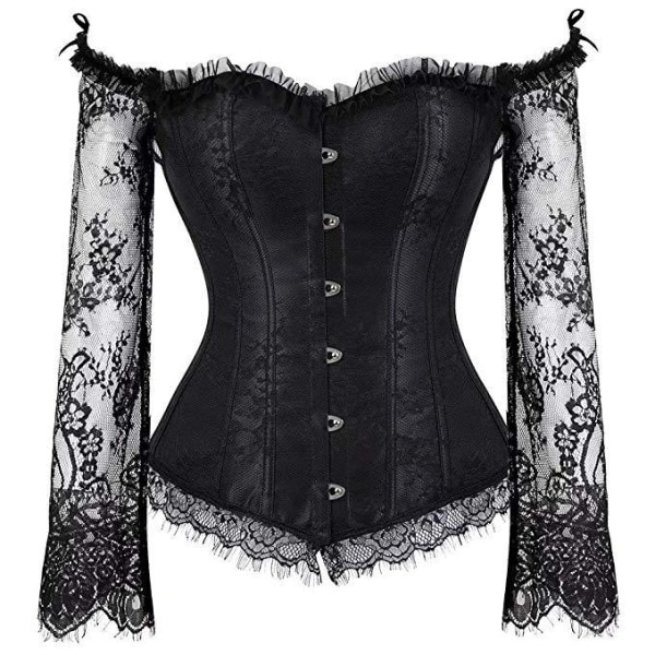 Korsetter För Kvinnor Bustier Top Gothic Sexig Axel Med Remmar black 4XL