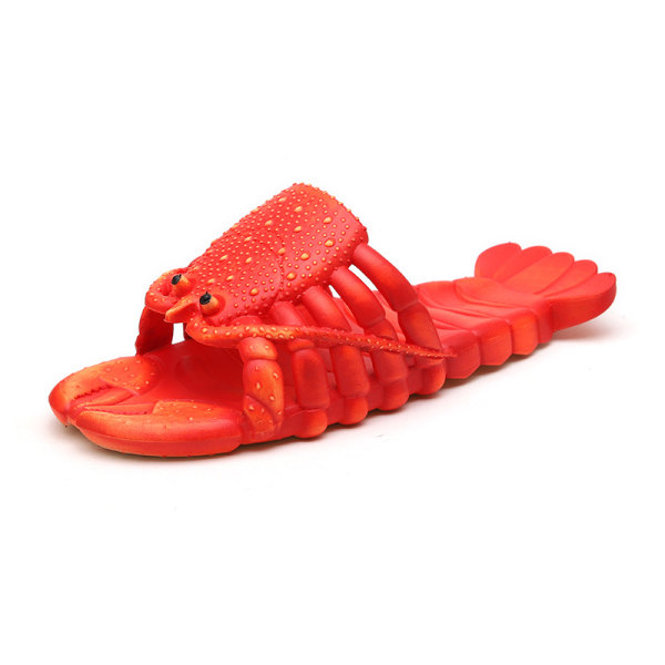 Hummertofflor Strandrutschbanor Sommar Roliga sandaler Hustofflor för kvinnor Flerfärgad tillval red 36-37