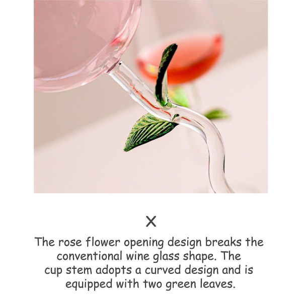 Rose Flower Vinglas, Kreativt Rödvinsglas Rose Flower Bägare Vin Cocktail Juiceglas Green 150ml