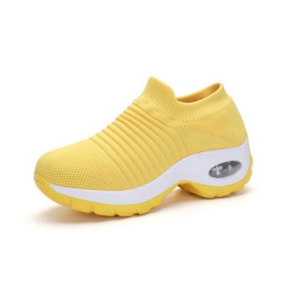 Kvinnor sneakers slip-on skor förhöjd tjock sula skor yellow 40