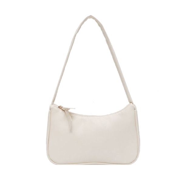 Handväska Retro baguetteväska en axel handväska syntetiskt läder white