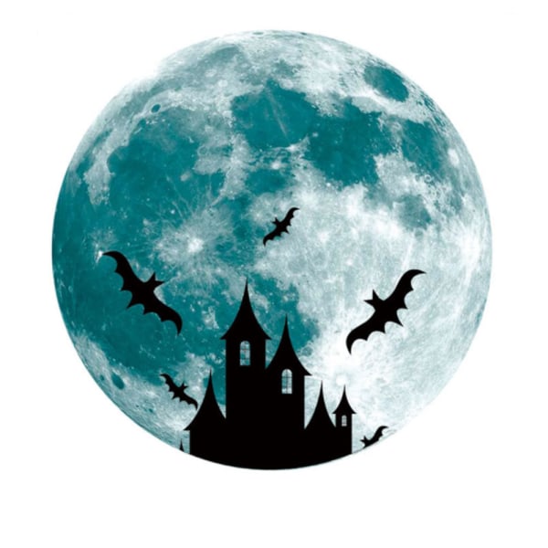 Halloween Sticker Halloween Bat Självhäftande väggdekaler Dörrkonstdekaler Skrämmande väggmålning Heminredning Moon Castle