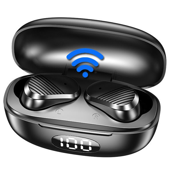 Trådlösa Bluetooth hörlurar Bas-headset Stereo-hörlurar True Wireless Noise Cancelling Bluetooth -hörlurar med case