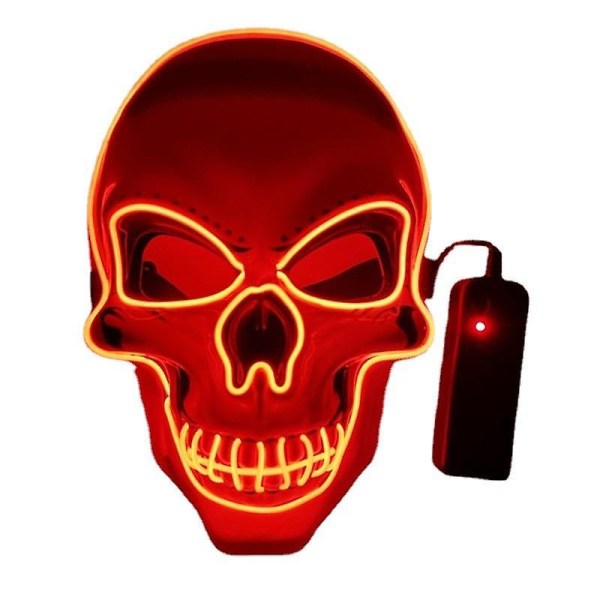 självlysande Dödskallemask Skrämmande skräckmask för Halloween-dekoration Cosplay-festdräktdekor red
