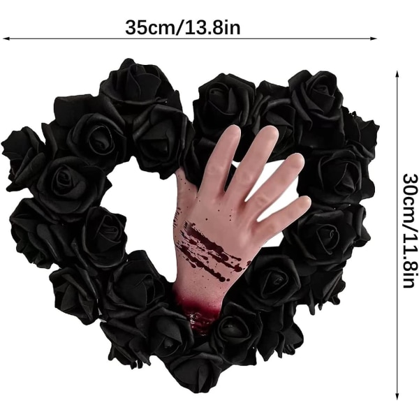 Halloween Inredning Blodig Hand Garland Hjärta Faux Black Rose Creepy Horror Garland Bloody Horror