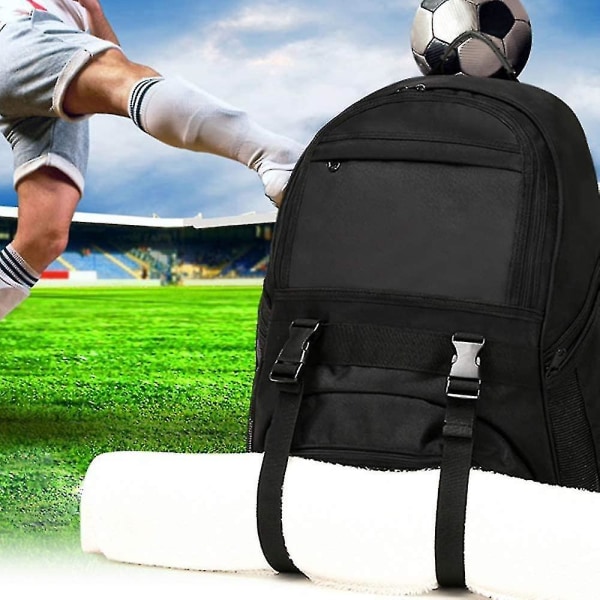 Fotbollsväska för ungdomar - Fotboll, basket, rugby sportryggsäck med bollhållare sportutrustning blue