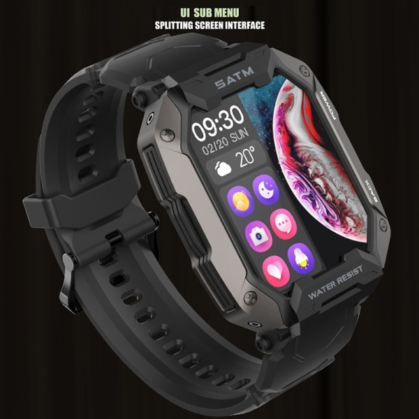 Smart Watch 5ATM Vattentät 24 sportlägen Fitness Tracker black A