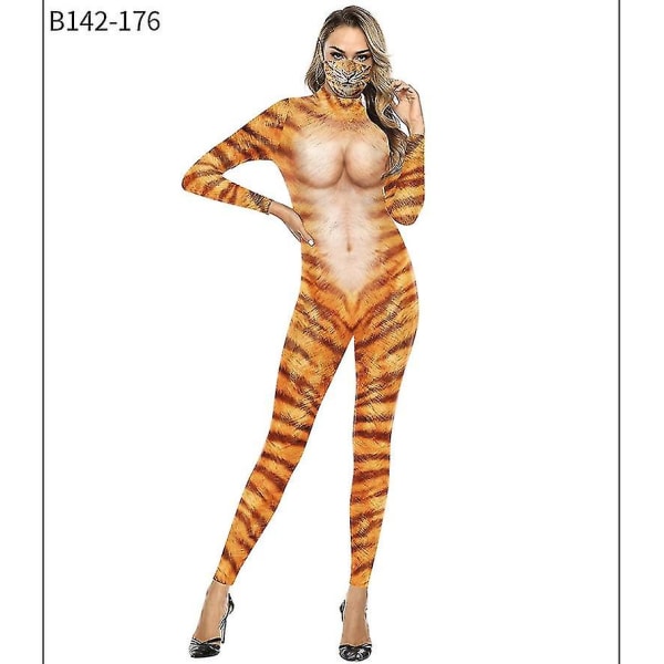 Halloween Animal Cosplay kostymer Kostym djurkostym Mode 3d Animal Leopard Print woman S