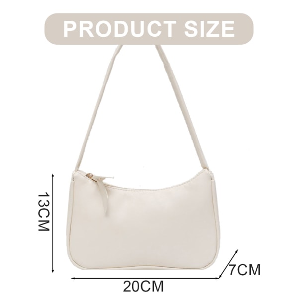 Handväska Retro baguetteväska en axel handväska syntetiskt läder white