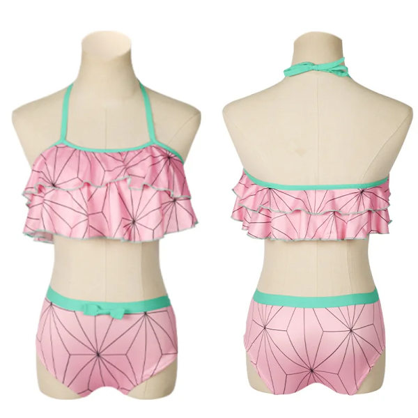 Mub- Anime TV Cosplay Kostume Kvinde no Yaiba Bikini Strand Sæt Halter Hals Badetøj Demon Slayer Kamado Nezuko Badetøj Badetøj BIJI2002 G BIJI2002 M