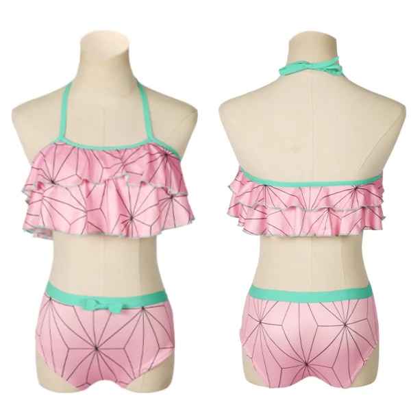 Mub- Anime TV Cosplay Kostyme Kvinne no Yaiba Bikini Strandsett Halterneck Badedrakt Demon Slayer Kamado Nezuko Badetøy BIJI2002 G BIJI2002 M