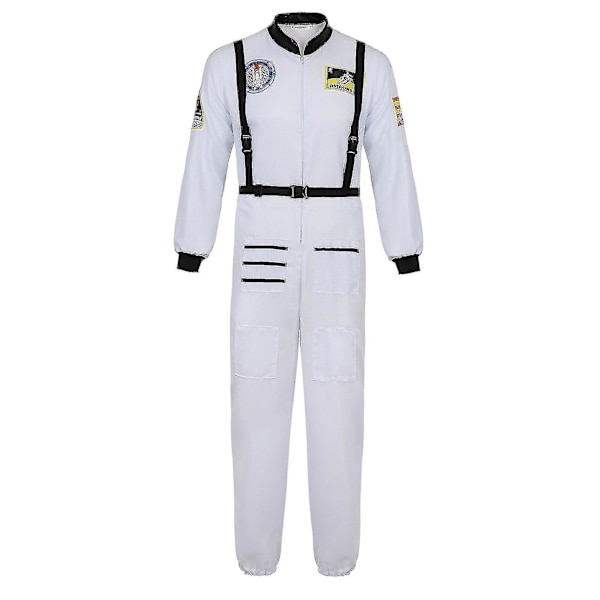 Astronaut Costume Space Suit For Adult Cosplay Costumes Zipper Halloween Costume Couple Flight Jumpsuit Plus Size Uniform -a White for Men White for Men S