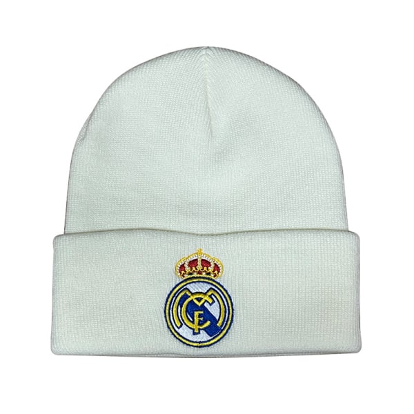 Gos- Football fan club emblem knitted winter hat stretch beanie Real Madrid - White