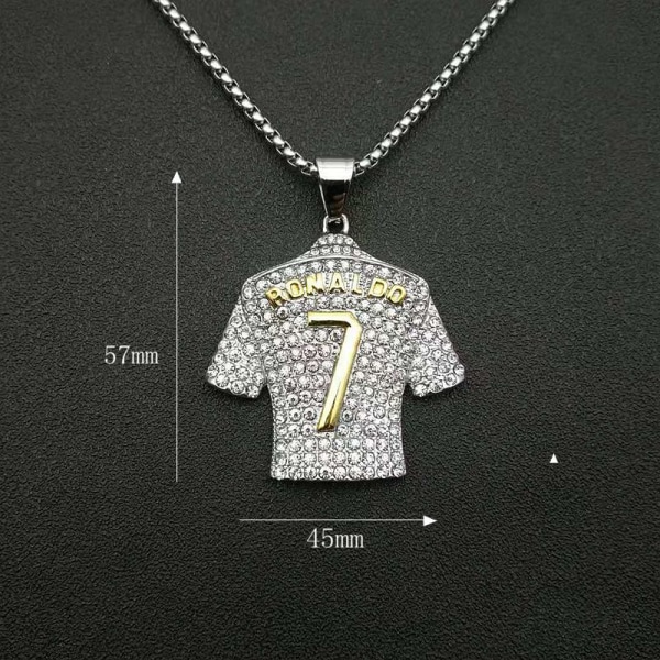 Gos- Fotbollsfans Ronaldo No.7 halsband med hänge i titanstål Bicolor