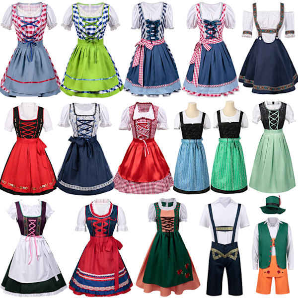 Gos- Oktoberfest event costumes Munich beer dresses jacquard lace show out party dresses Red lattice M