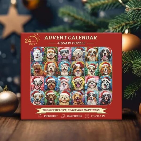 Gos - Hyvää Joulua Adventskalenteri Koira Puzzle - Koira Puzzle 1000 Palaa