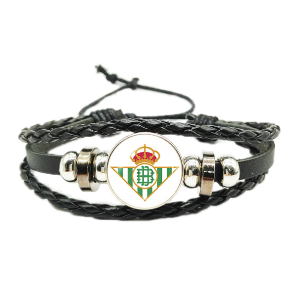Gos- Fotbollsfans Tid Juvel Väv Justerbar Läder Rep Armband Real Betis