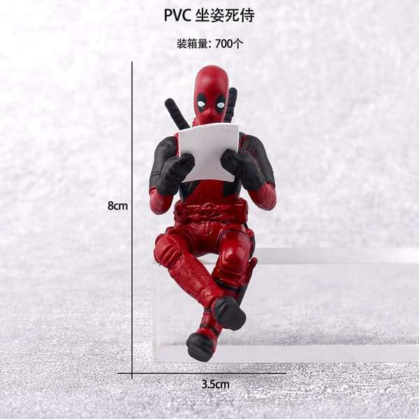 Gos- Mini Deadpool Ornament Creative Car Doll Seated Deadpool Desktop Ornament 3pcs