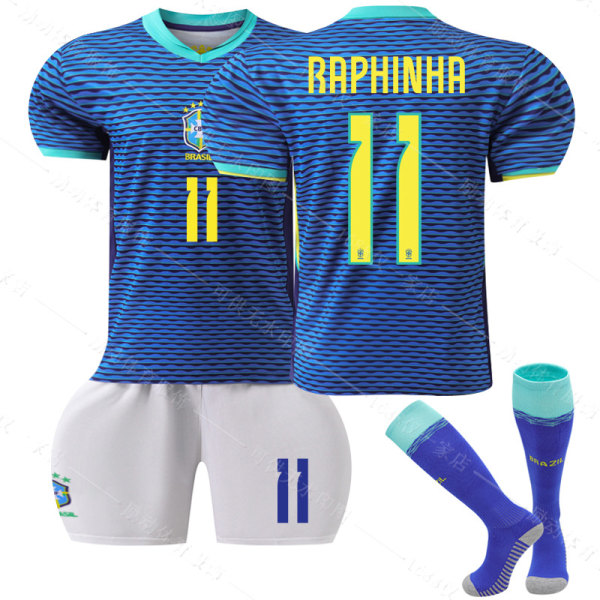 Gos- 2425 Brasilien Away fotbollströja 11 RAPHINH M