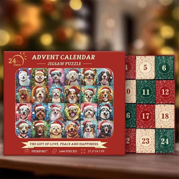 Gos- Hyvää Joulua Adventskalenteri Koiranpalapeli 1000 palaa Dog Jigsaw Puzzle