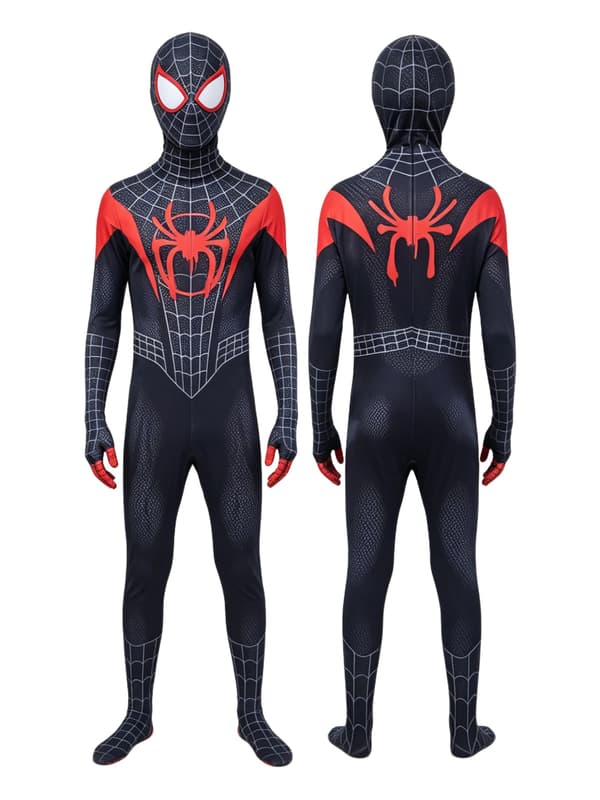 Børn Voksen Miles Morales Kostume Spiderman Cosplay Heldragt Sort 190