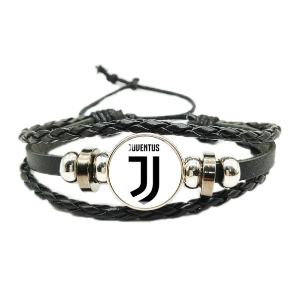 Gos- Fodboldfans Tid Juvel Væv Justerbar Læder Rep Armbånd Juventus White