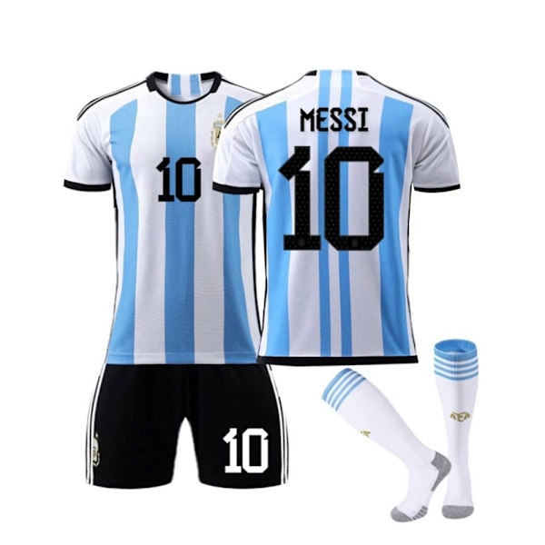 3-osainen Argentiinan jalkapallopaita Set Jalkapallovaatteet nro 10 Messi 22