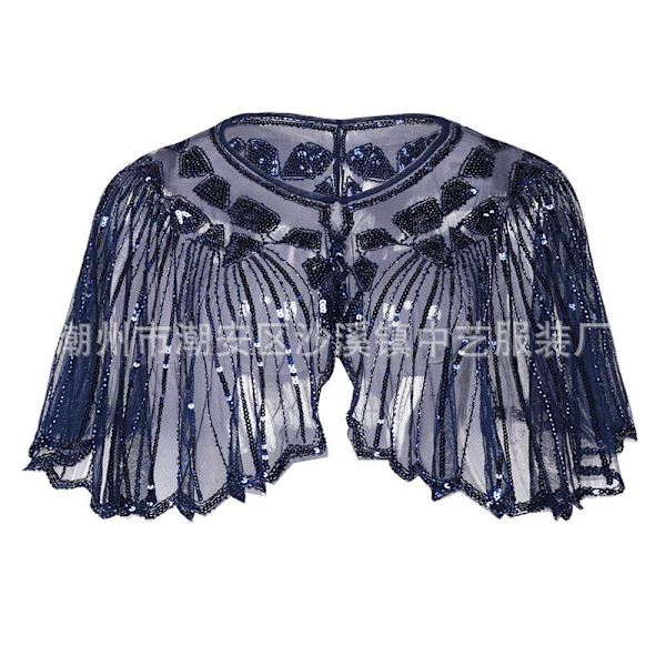 Mub- 1920 Bankett Aftenkjole Dame Vintage Paljetter Cutout Kappa Kjole Sj G Royal blue