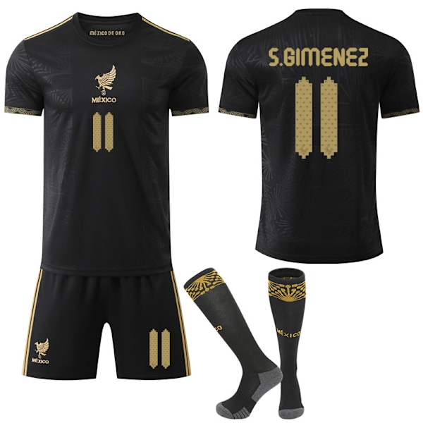 Gos- 25-26 Copa America trøje sort og guld mexicansk landshold jubilæumsudgave fodboldtrøje 11 S.GIMENEZ #XS