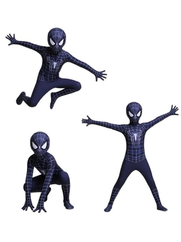 Spider Man Cosplay Kostume Voksen Børn Sort Edderkop 4898 100