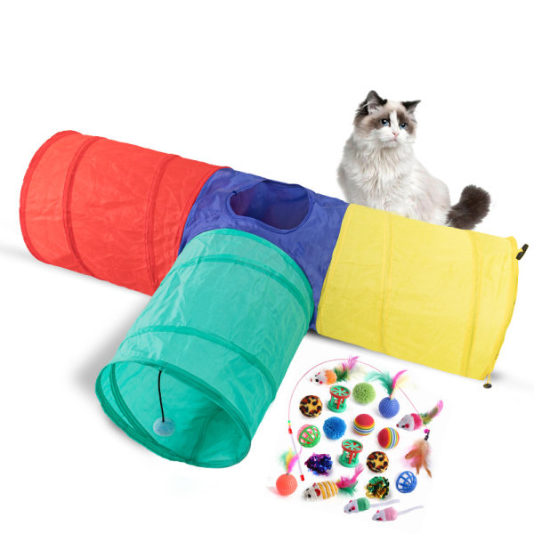 Mub- Pet cat tunnel rolig katt leksak katt hål bo t typ vikbar tee crawl passage katt landning G Rainbow Cat Tunnel Playset