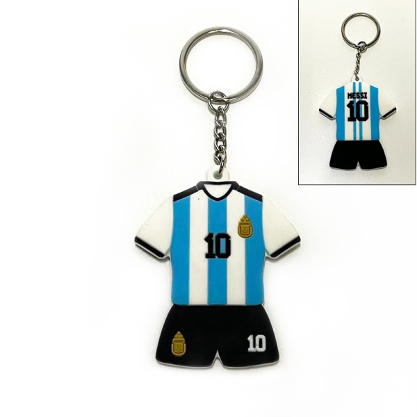 Gos- Football Club World Cup National Team Emblem PVC Mini Jersey Keychain Messi, Argentina