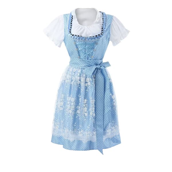 Storlek plus München Oktoberfest Lång kortärmad tryckt spetsklänning med snörning blue S