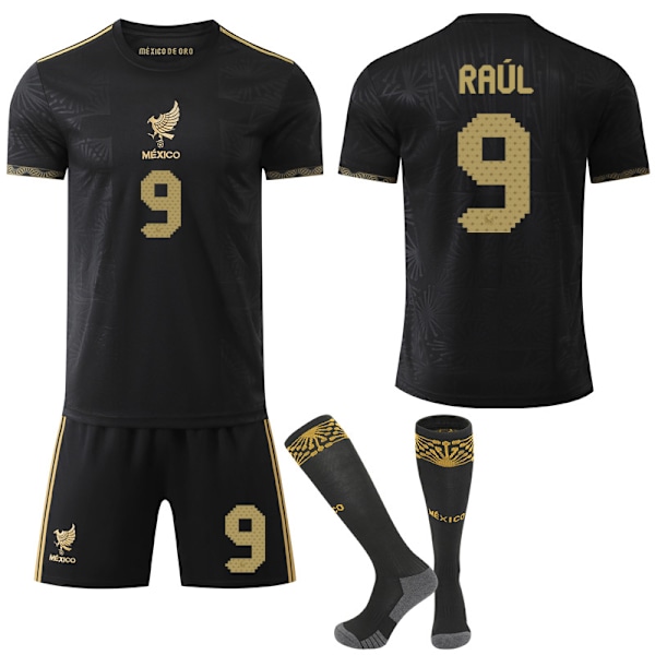 Gos- 2025-26 Ny Copa America Trøje Sort Guld Mexicansk landshold Commemorative Edition Fodboldtrøje 9 RAUL #M