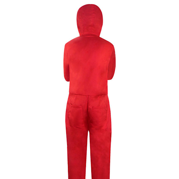Gos- Money House Dali Röd Jumpsuit + Mask Clown Kostym Cosplay M