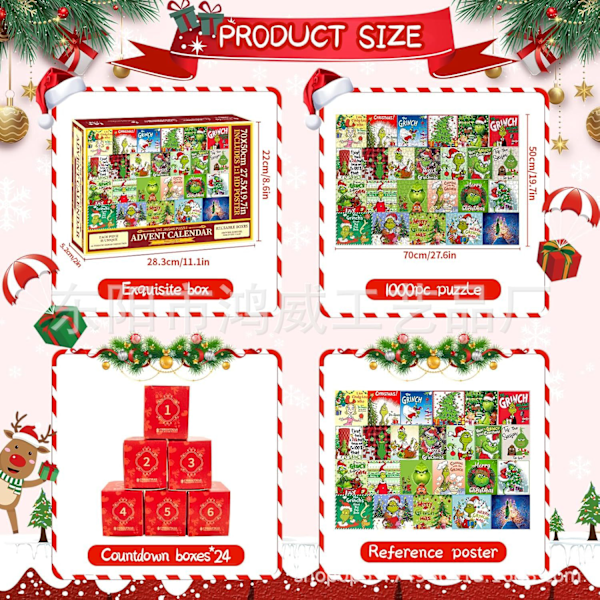 Gos- Grinchen Greenhair Joulupalapeli Adventti Adventskalenteri 24 Laatikkoa B