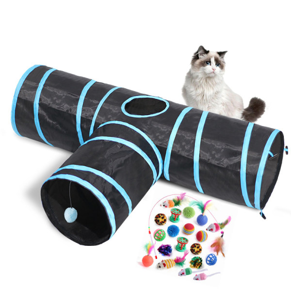 Mub- Pet cat tunnel rolig katt leksak katt hål bo t typ vikbar tee crawl passage katt landningsb G Black cat tunnel playset