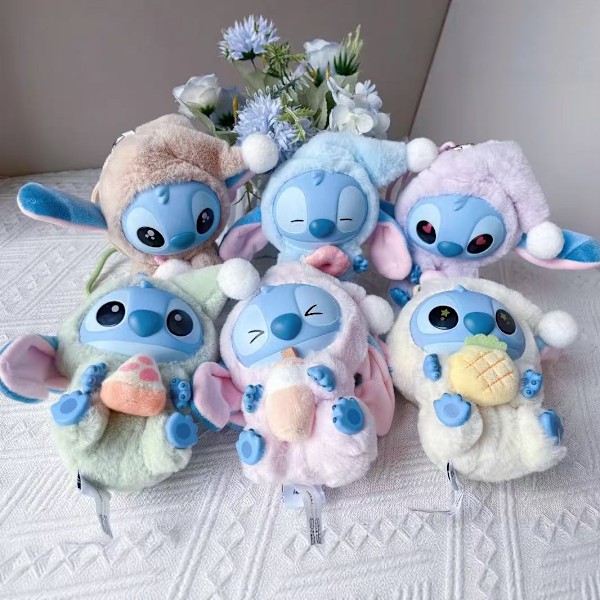 Stitch Macaron Monster Avaimenperä Jännittävä hirviö Macarons Vinyyli Face Pehmo Avaimenperät Stitch Färg Slumpmässig