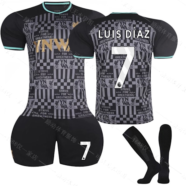 Gos- 2024 Liverpool co-branded sort fodboldtrøje 7 LUIS DIAZ #28