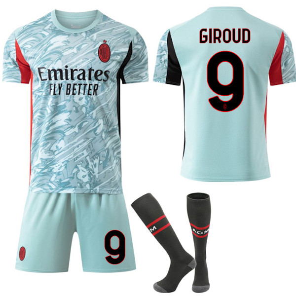 Gos- 2526 Tröja Sport Barn AC Milan Borta Fotbollströja 9 GIROUD #XS