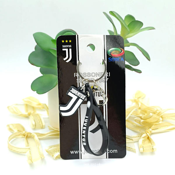 Gos- Fotballfans PVC Nøkkelring C spenne tau Ball mark vifte nøkkelring Juventus