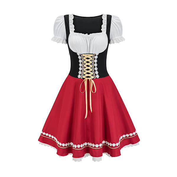 Gos- 2024 New Halloween Beer Girl Dress Shapesome Stage Show Costume Maid Dress red M