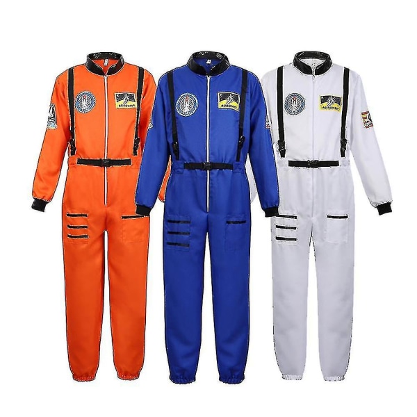 Astronaut Costume Space Suit For Adult Cosplay Costumes Zipper Halloween Costume Couple Flight Jumpsuit Plus Size Uniform -a Blue for Men Blue for Men S