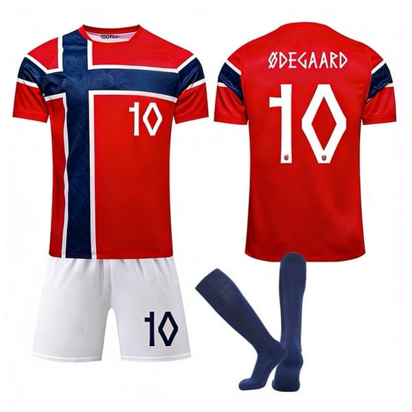 2026 VM Norges Drakt Fotballsett for Voksne og Barn home No.10 ØDegaard 24