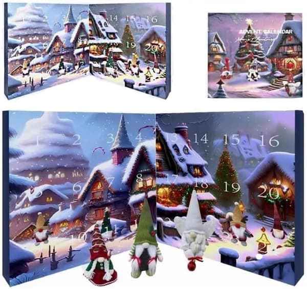 Julkalender med tomtar 2024, julkalender 2024, 24-dagars julkalender med samlarobjekt tomtenissar